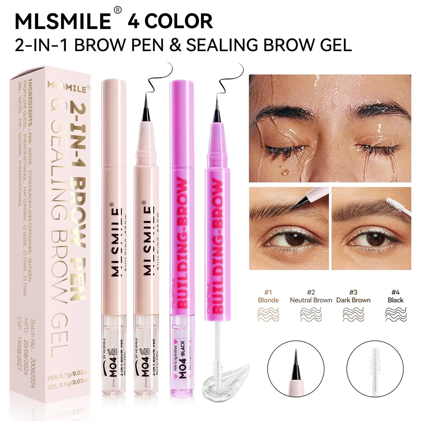 4 colors double-headed ultra-fine eyebrow pencil natural, long-lasting, easy-to-apply eyebrow shaping liquid eyebrow pencil