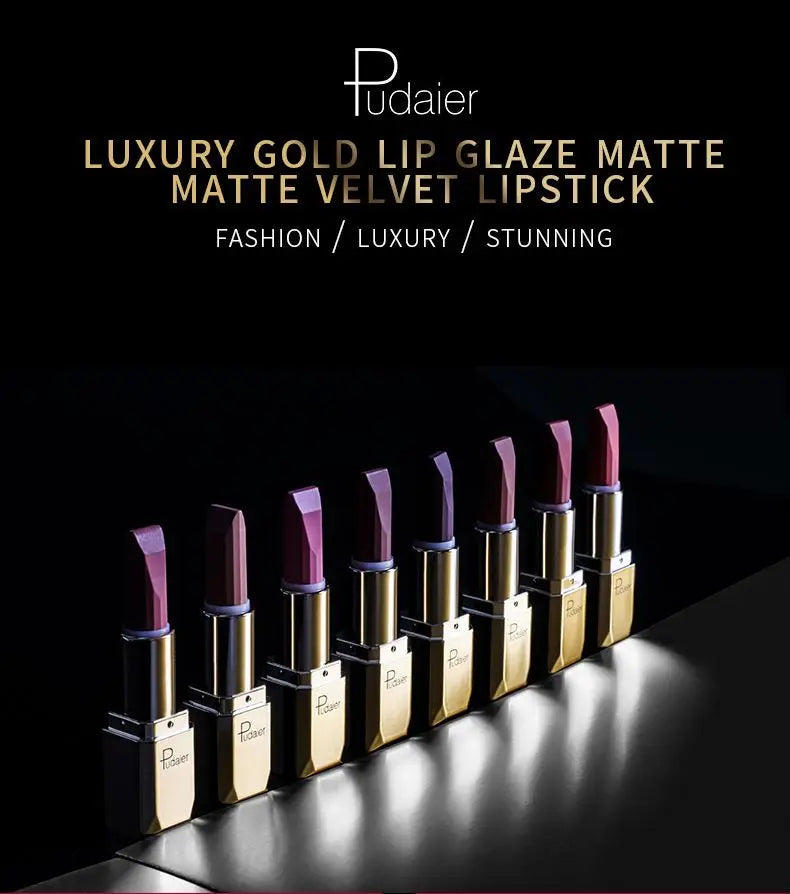 Pudaier 26 Colors Matte Velvet Lipstick Waterproof Long-lasting Lip Stain Sexy Lip Gloss Cosmetic Makeup