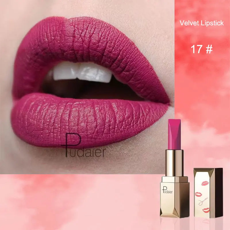 Pudaier 26 Colors Matte Velvet Lipstick Waterproof Long-lasting Lip Stain Sexy Lip Gloss Cosmetic Makeup