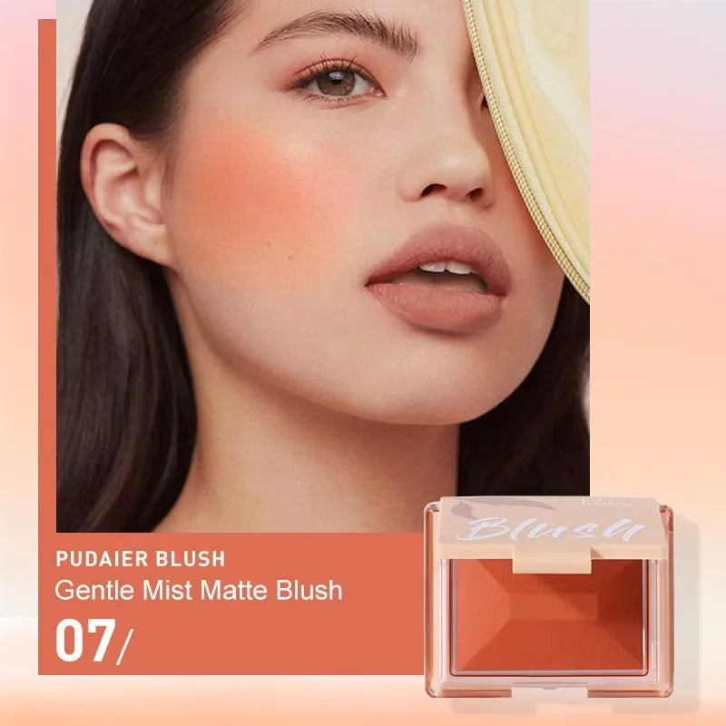 Pudaier Matte Face Blusher Brightening Complexion Contouring Eyeshadow Rouge Long-lasting Natural Nude Makeup