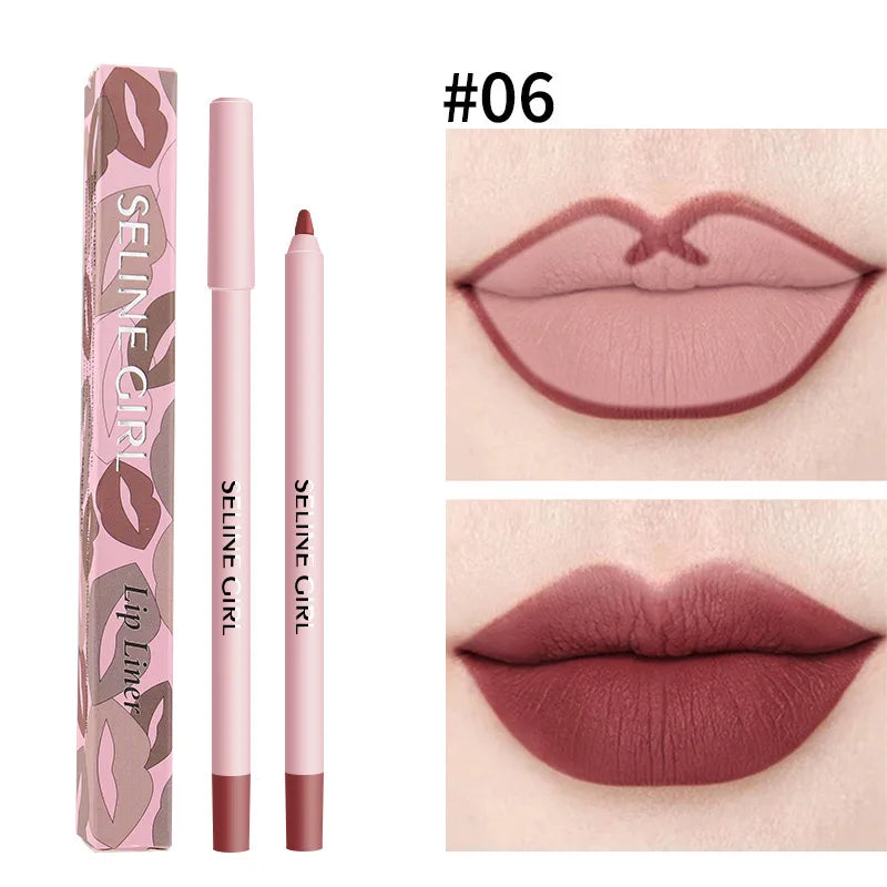 12 color matte lip liner waterproof non-fading long-lasting non-stick lip contour makeup tool plumping lipstick