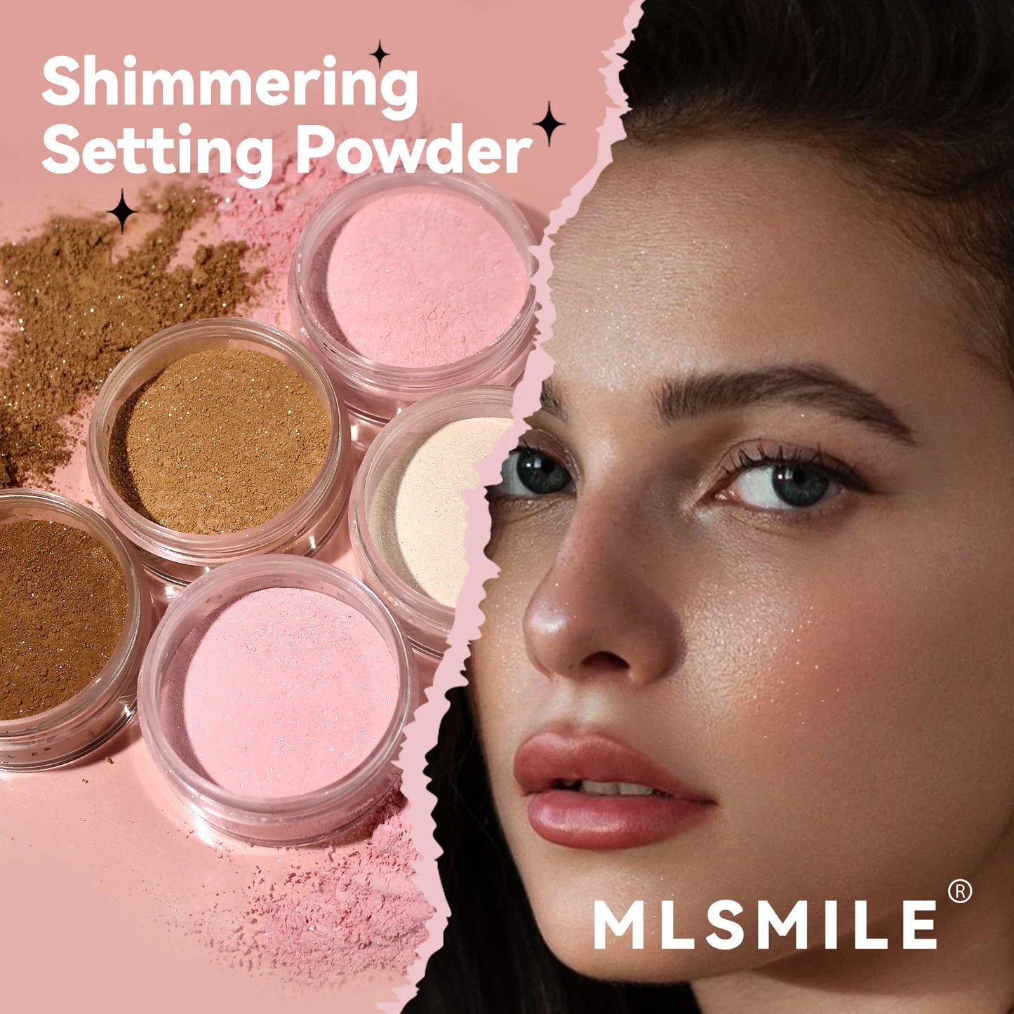 Pearlescent loose powder Light nude contour matte powder Body highlight powder Waterproof and sweat-proof oil-control