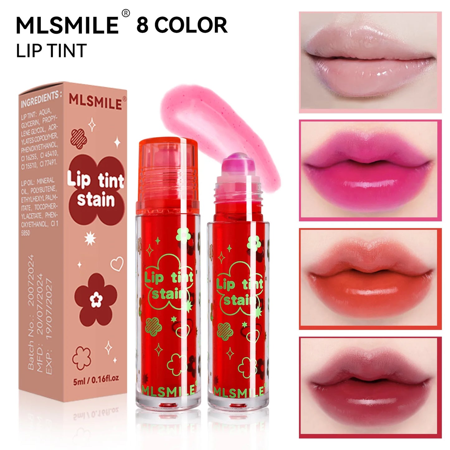 8 colors roller lip oil moisturizing glossy lip gloss long-lasting non-sticky transparent lip oil moisturizing lipstick