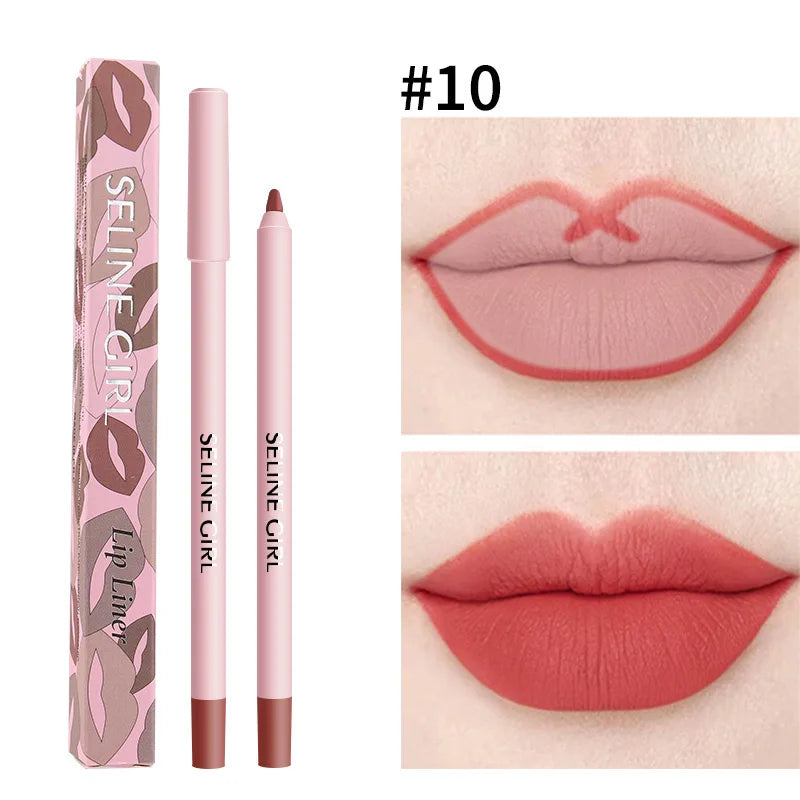 12 color matte lip liner waterproof non-fading long-lasting non-stick lip contour makeup tool plumping lipstick