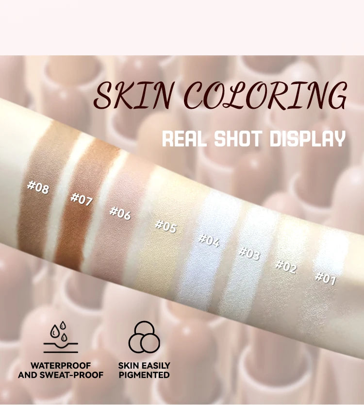 Contour Stick Highlight and Shadow Cream Waterproof Full Coverage Concealer Natural Finish Makeup for All Skin Makeup Contour