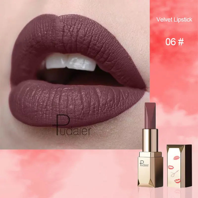 Pudaier 26 Colors Matte Velvet Lipstick Waterproof Long-lasting Lip Stain Sexy Lip Gloss Cosmetic Makeup