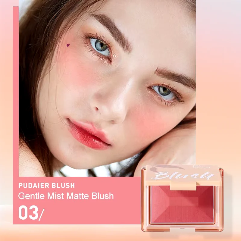 Pudaier Matte Face Blusher Brightening Complexion Contouring Eyeshadow Rouge Long-lasting Natural Nude Makeup