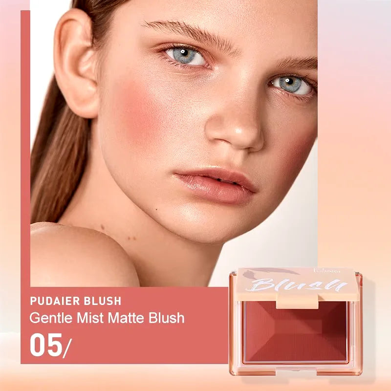 Pudaier Matte Face Blusher Brightening Complexion Contouring Eyeshadow Rouge Long-lasting Natural Nude Makeup