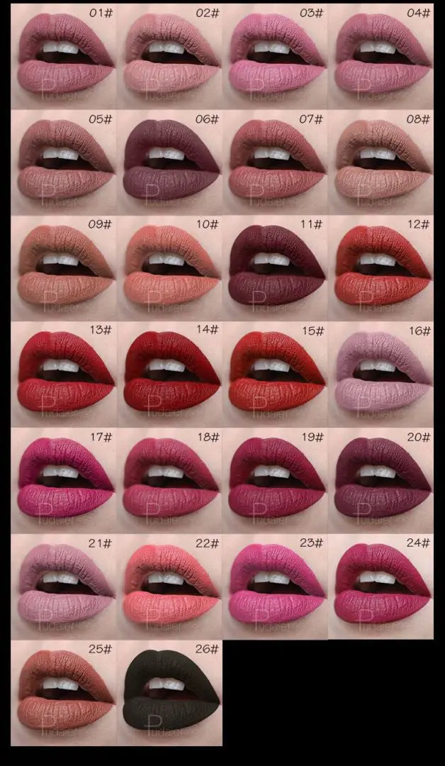 Pudaier 26 Colors Matte Velvet Lipstick Waterproof Long-lasting Lip Stain Sexy Lip Gloss Cosmetic Makeup