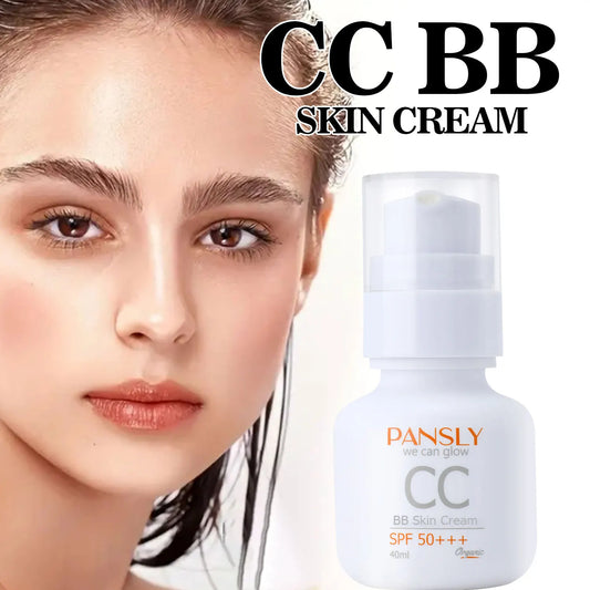 Natural CC Cream for Face Moisturizing Whitening Liquid Concealer Foundation Long-lasting Oil Control Brighten Isolation Cream