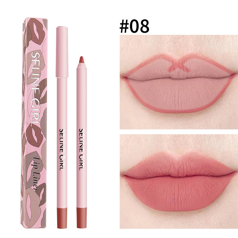 12 color matte lip liner waterproof non-fading long-lasting non-stick lip contour makeup tool plumping lipstick