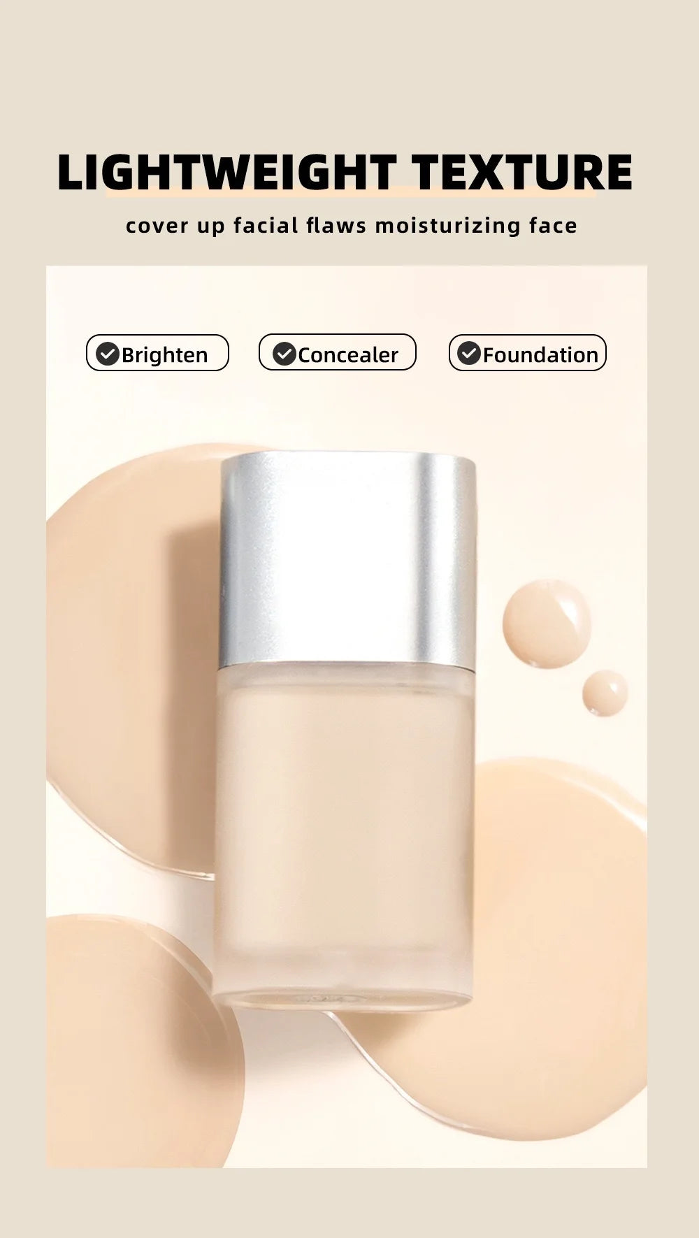 Waterproof Concealer Cream Long Lasting Brighten Face Concealer Foundation Full Coverage Dark Circles Concealer Blush Cream.