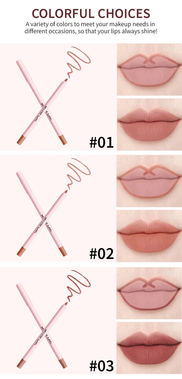 12 color matte lip liner waterproof non-fading long-lasting non-stick lip contour makeup tool plumping lipstick