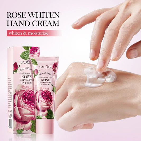 Rose Hyaluronic Acid Whitening and Moisturizing Hand Cream Brightening Nourish Fade Fine Lines Smooth Skin Hand Care