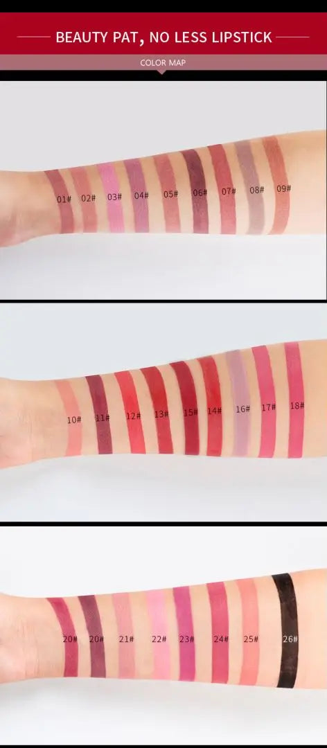 Pudaier 26 Colors Matte Velvet Lipstick Waterproof Long-lasting Lip Stain Sexy Lip Gloss Cosmetic Makeup