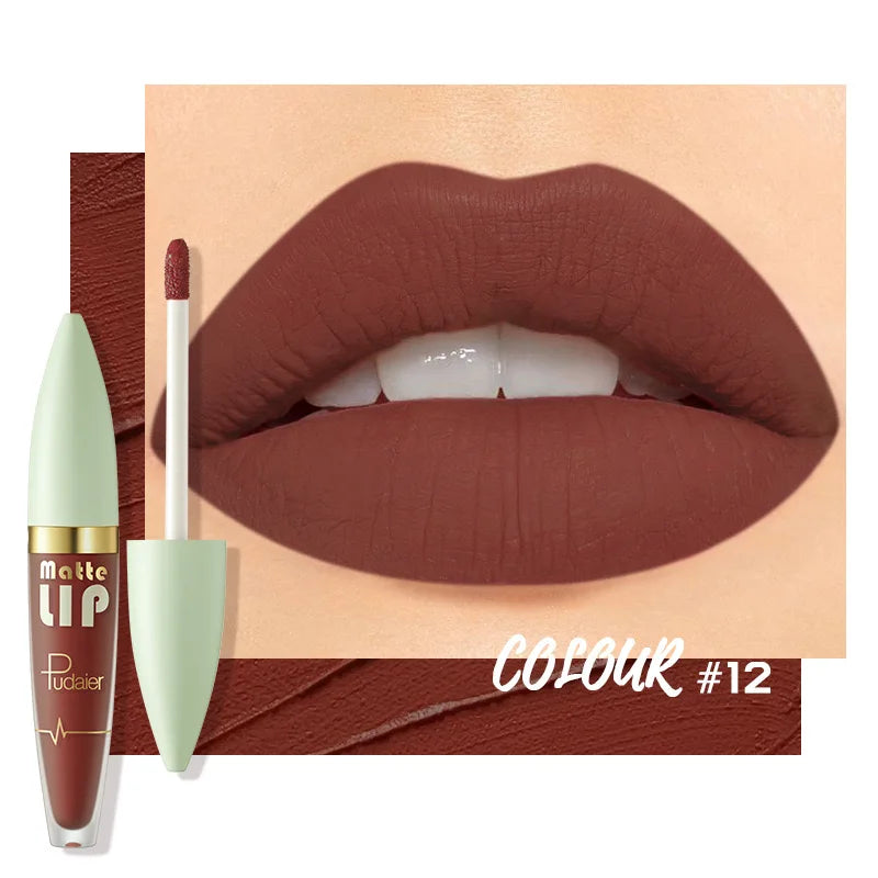 12 Colors Matte Lip Plumping Lip Gloss Waterproof Long-Lasting Moisturizing Non-fading liquid lipstick velvet nude lip gloss