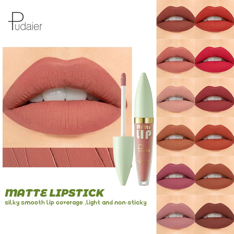 12 Colors Matte Lip Plumping Lip Gloss Waterproof Long-Lasting Moisturizing Non-fading liquid lipstick velvet nude lip gloss