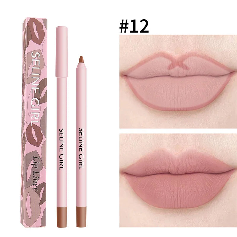 12 color matte lip liner waterproof non-fading long-lasting non-stick lip contour makeup tool plumping lipstick