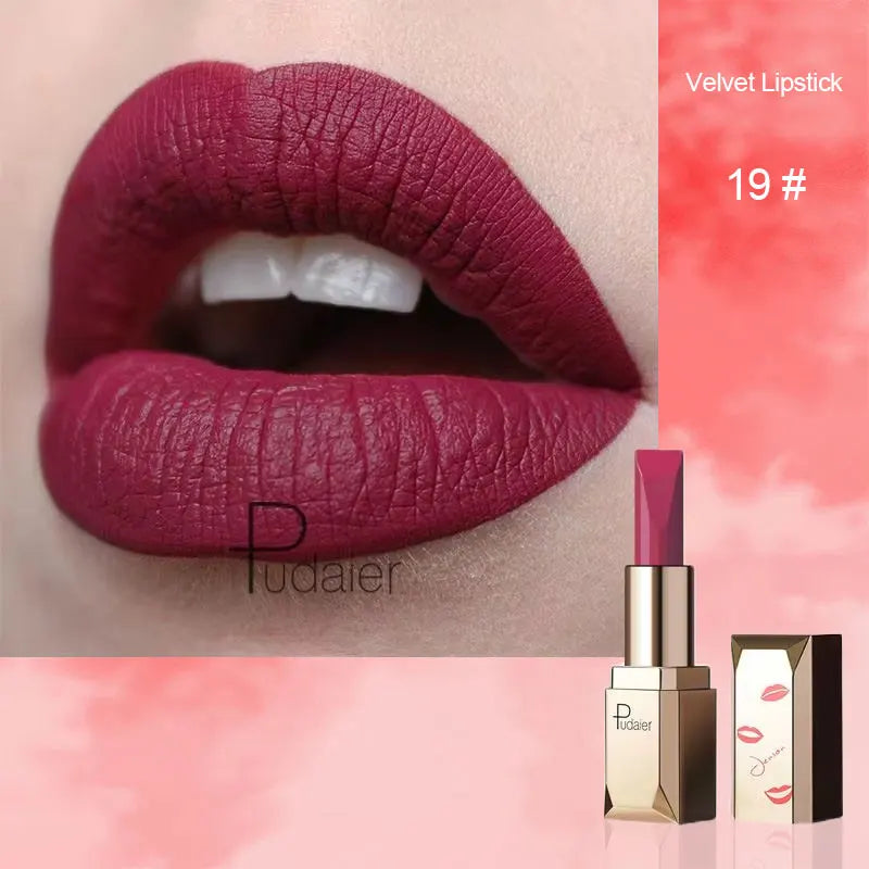 Pudaier 26 Colors Matte Velvet Lipstick Waterproof Long-lasting Lip Stain Sexy Lip Gloss Cosmetic Makeup