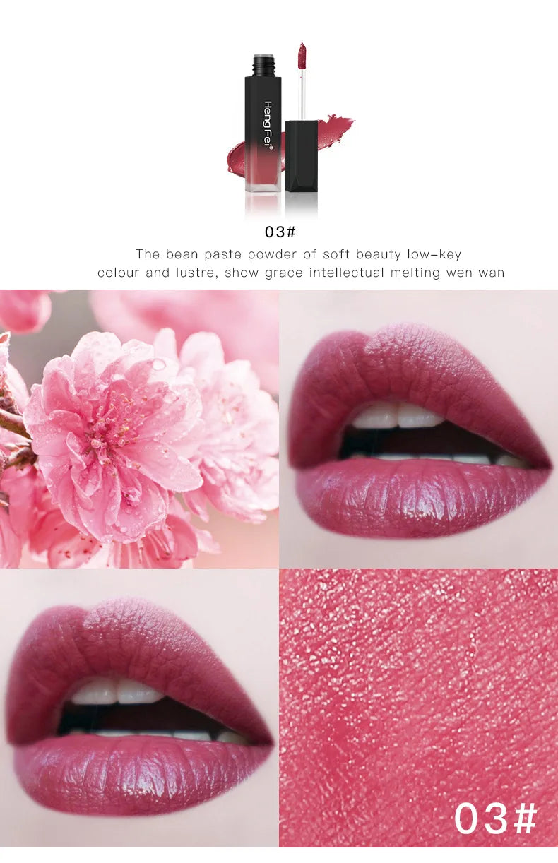 Matte Lip Gloss Sexy Long Lasting Liquid Lipstick Non-stick Cup Lip Glaze Beauty Waterproof Lip Gloss Makeup.