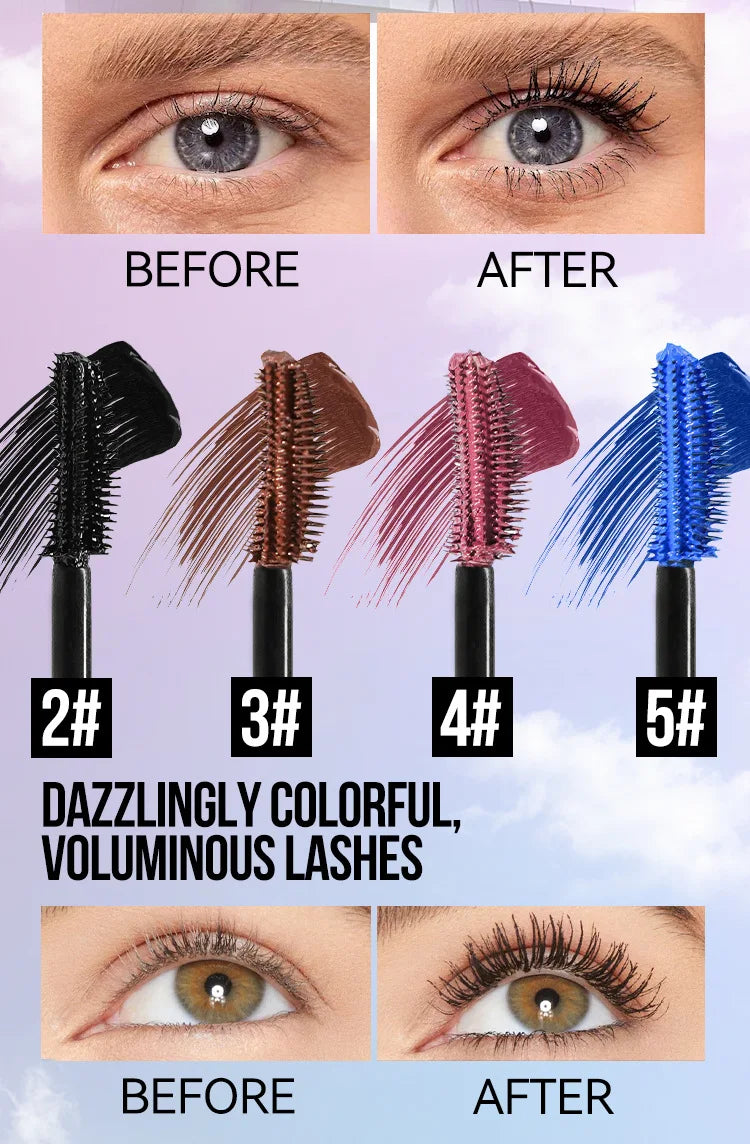 5 colors mascara thick and long curling waterproof liquid fiber mascara long-lasting mascara big eye makeup makeup tools