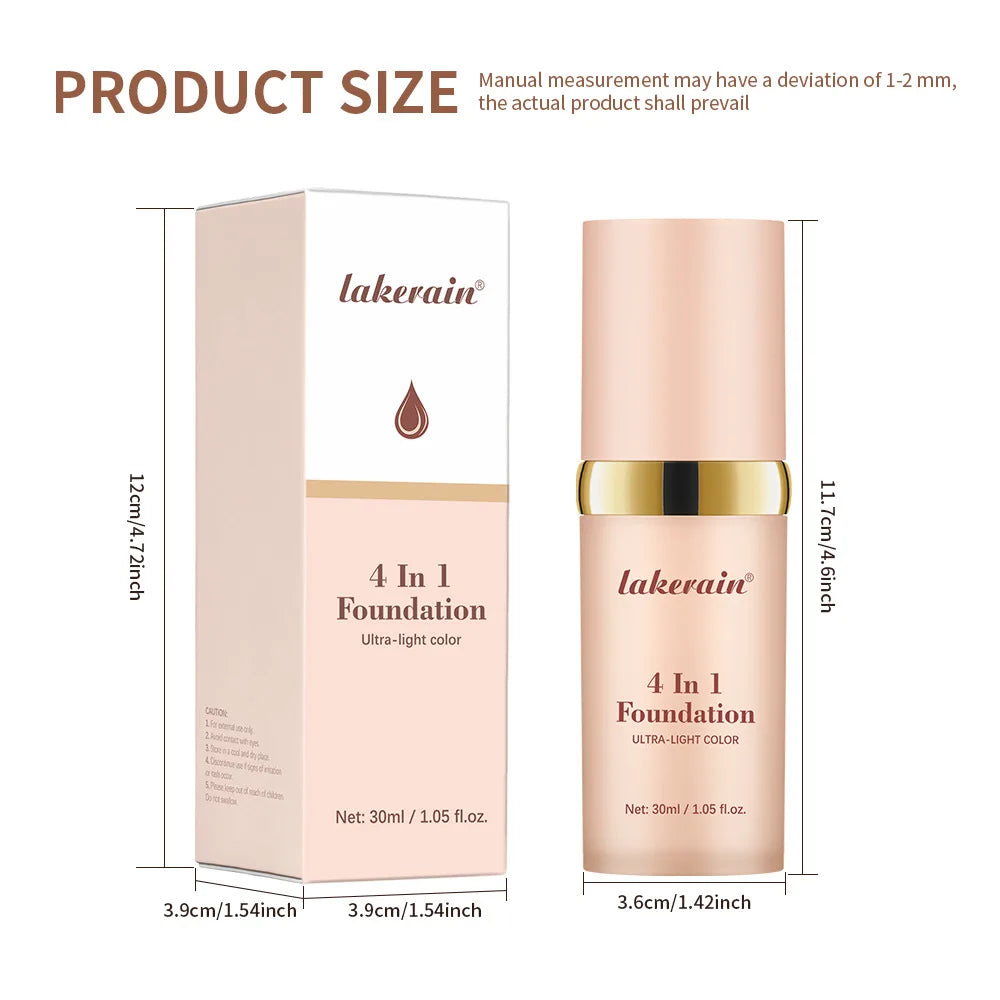 4-in-1 liquid foundation multi-function concealer waterproof and sweatproof long-lasting oil control moisturizing foundation