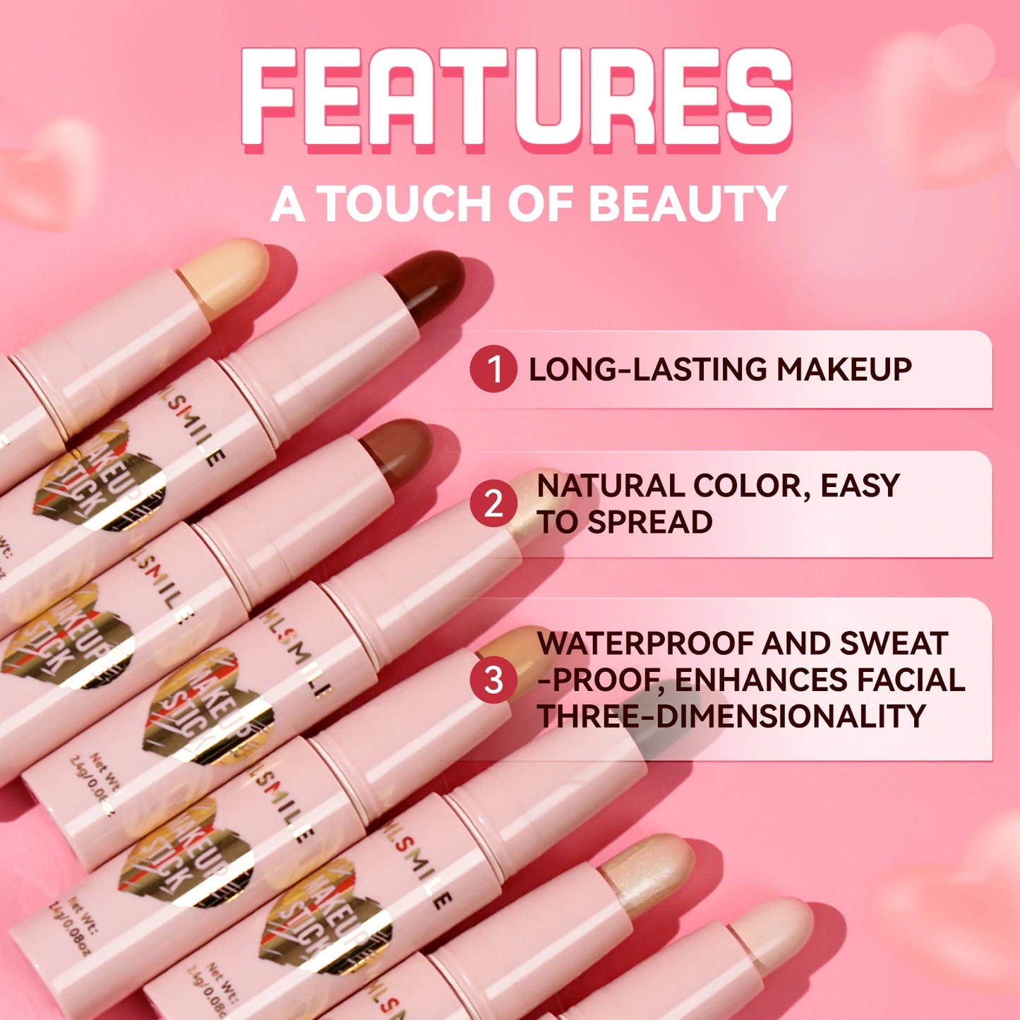 Contour Stick Highlight and Shadow Cream Waterproof Full Coverage Concealer Natural Finish Makeup for All Skin Makeup Contour