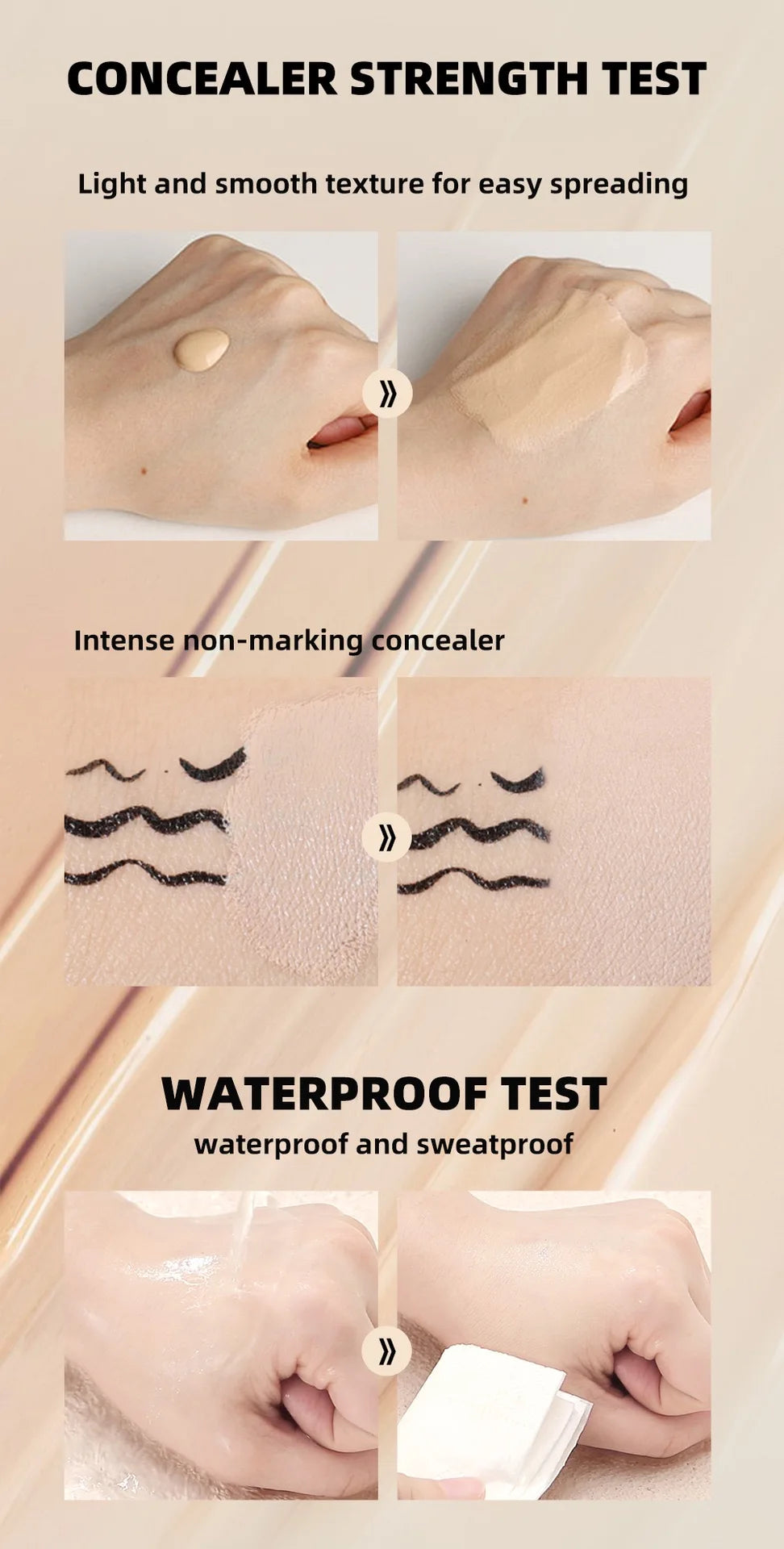 Waterproof Concealer Cream Long Lasting Brighten Face Concealer Foundation Full Coverage Dark Circles Concealer Blush Cream.