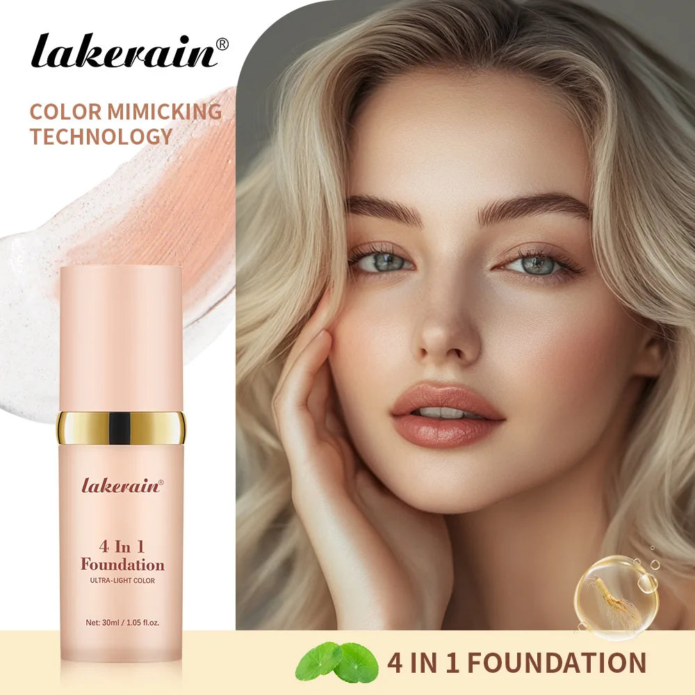 4-in-1 liquid foundation multi-function concealer waterproof and sweatproof long-lasting oil control moisturizing foundation