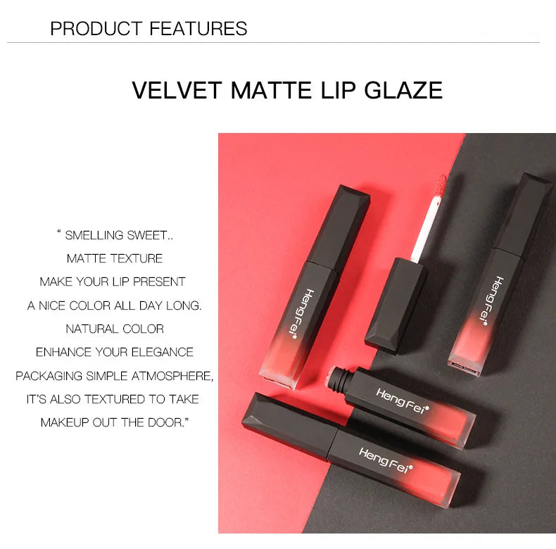 Matte Lip Gloss Sexy Long Lasting Liquid Lipstick Non-stick Cup Lip Glaze Beauty Waterproof Lip Gloss Makeup.