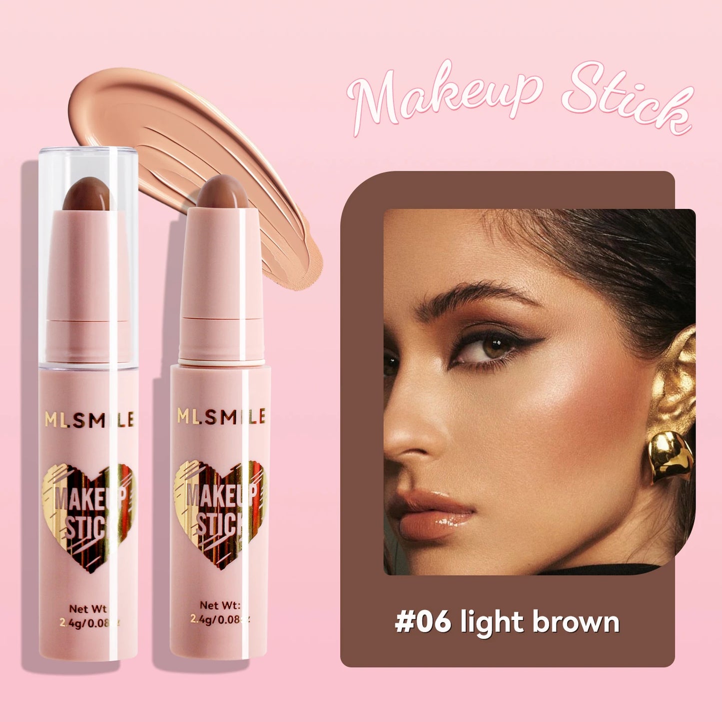 Contour Stick Highlight and Shadow Cream Waterproof Full Coverage Concealer Natural Finish Makeup for All Skin Makeup Contour