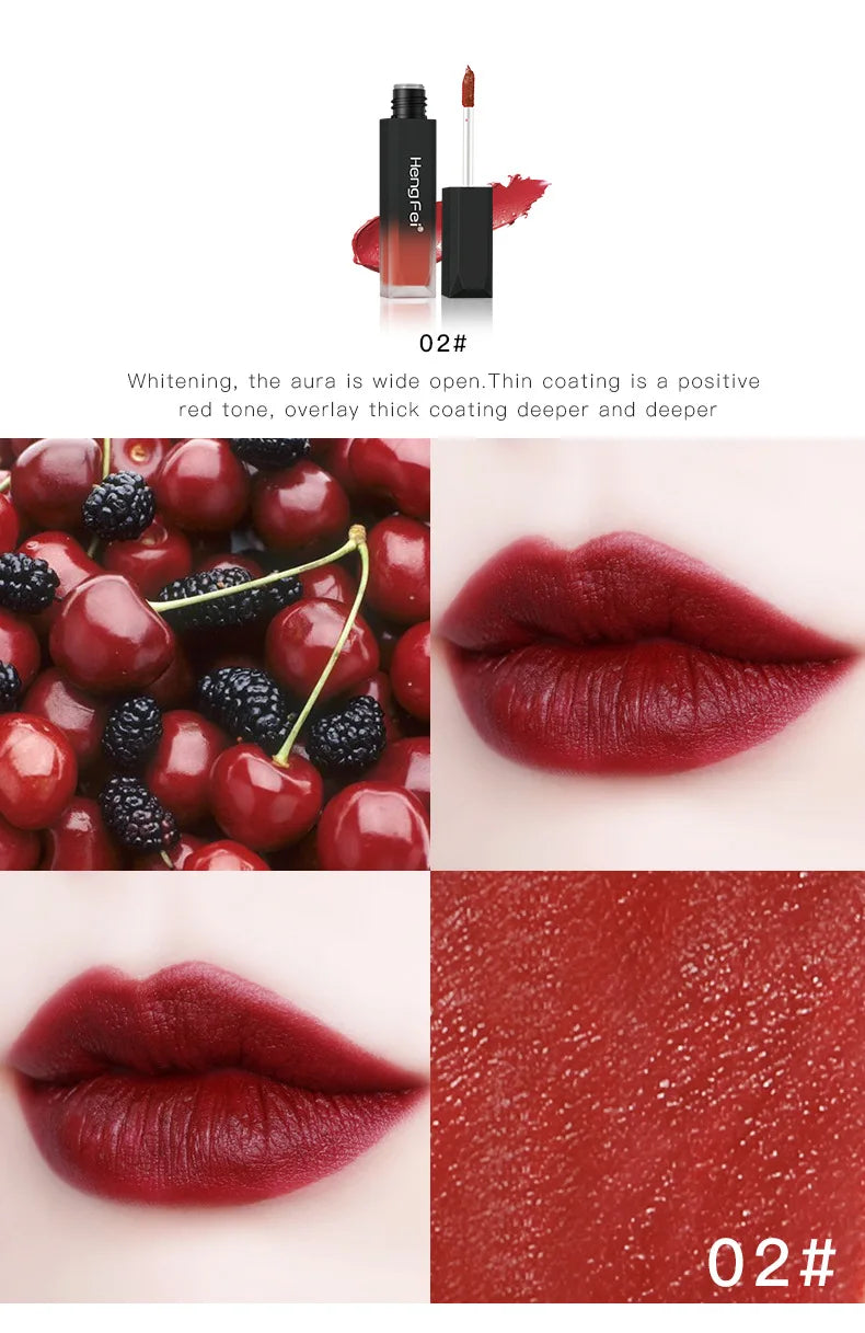 Matte Lip Gloss Sexy Long Lasting Liquid Lipstick Non-stick Cup Lip Glaze Beauty Waterproof Lip Gloss Makeup.