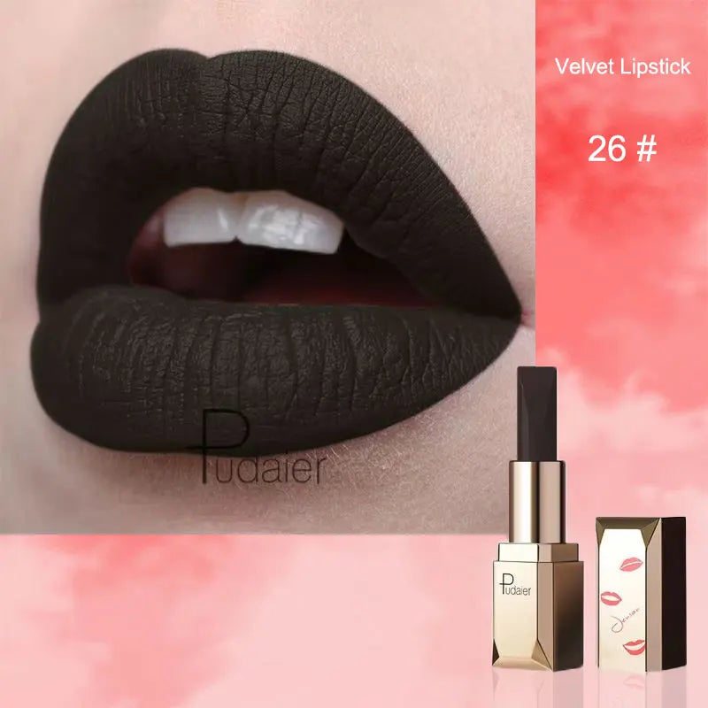 Pudaier 26 Colors Matte Velvet Lipstick Waterproof Long-lasting Lip Stain Sexy Lip Gloss Cosmetic Makeup